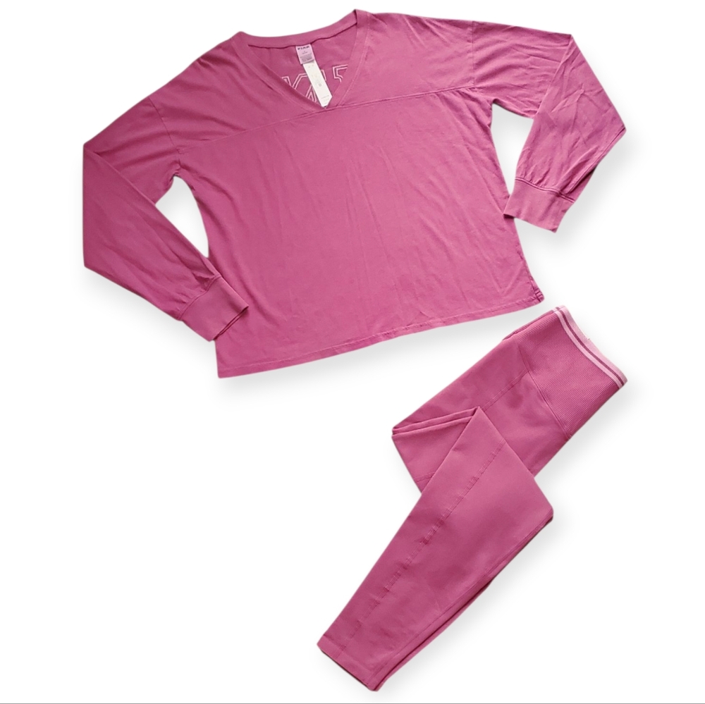 Pink Women's Longsleeve Shirt And Legging Set - Picture 1 of 5